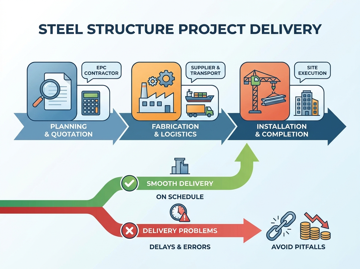 Steel structure project delivery and site construction
