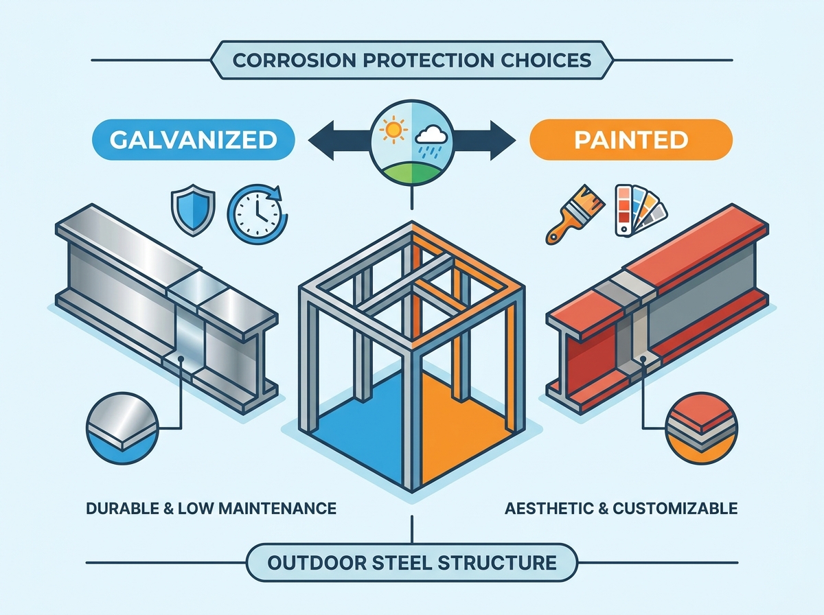 Corrosion protection methods for outdoor steel structures